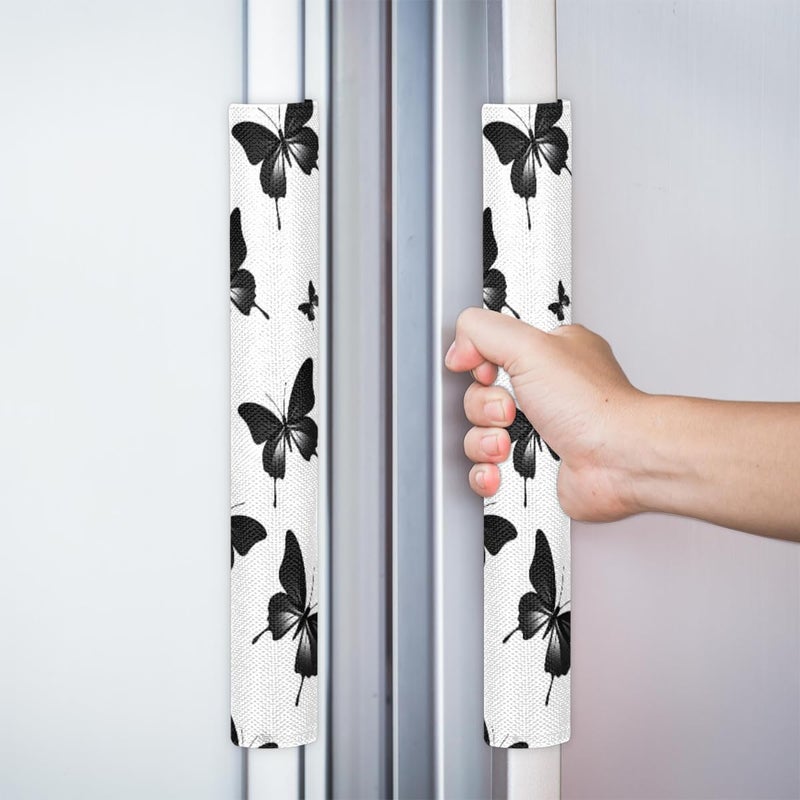 DXTKWL Black Butterfly Pattern Refrigerator Door Handle Covers Set of 2 Kitchen Appliance Handle Covers Protector for Fridge Microwave Stove Oven Dishwasher - Image 5
